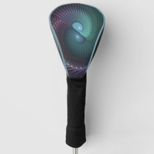 Twee spiralen Kleurrijke Moderne Abstracte Fractal Golfheadcover