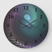 Twee spiralen Kleurrijke Moderne Abstracte Fractal Grote Klok (Voorkant)