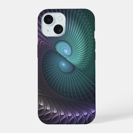 Twee spiralen Kleurrijke Moderne Abstracte Fractal iPhone 15 Case (Achterkant)