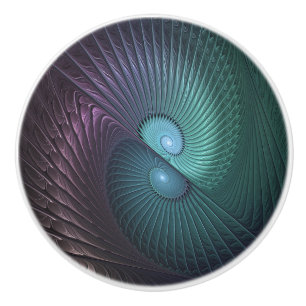 Twee spiralen Kleurrijke Moderne Abstracte Fractal Keramische Knop