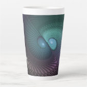 Twee spiralen Kleurrijke Moderne Abstracte Fractal Latte Mok (Voorkant)