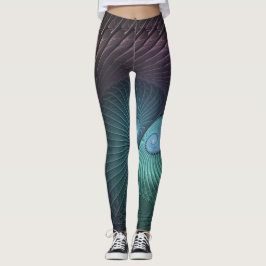 Twee spiralen Kleurrijke Moderne Abstracte Fractal Leggings