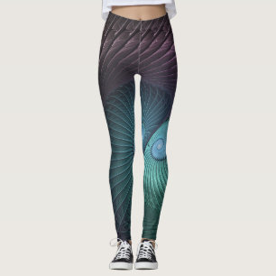 Twee spiralen Kleurrijke Moderne Abstracte Fractal Leggings