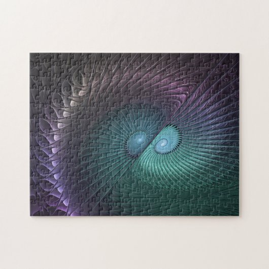 Twee spiralen Kleurrijke Moderne Abstracte Fractal Legpuzzel (Horizontaal)