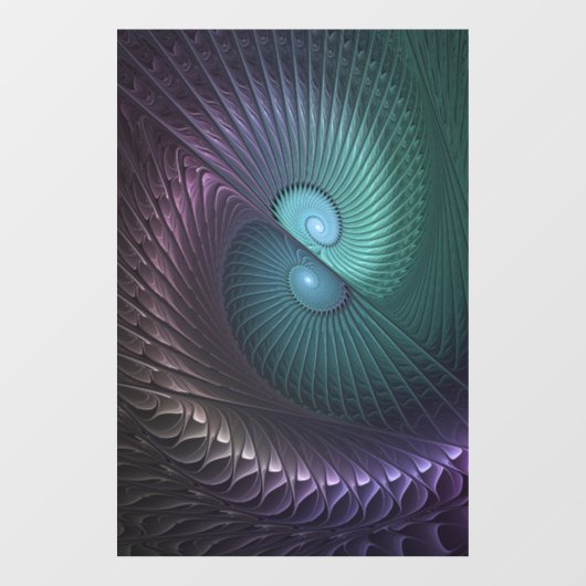 Twee spiralen Kleurrijke Moderne Abstracte Fractal Raamsticker (Vel)