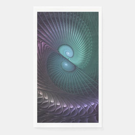 Twee spiralen Kleurrijke Moderne Abstracte Fractal Servet (Voorkant)