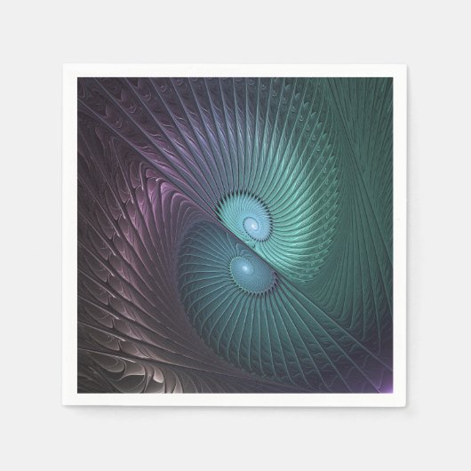 Twee spiralen Kleurrijke Moderne Abstracte Fractal Servet (Voorkant)