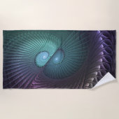 Twee spiralen Kleurrijke Moderne Abstracte Fractal Strandlaken (Voorkant)