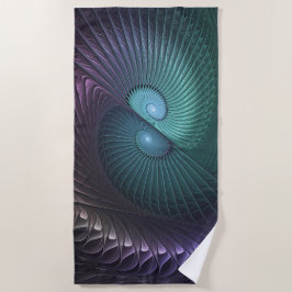 Twee spiralen Kleurrijke Moderne Abstracte Fractal Strandlaken