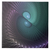 Twee spiralen Kleurrijke Moderne Abstracte Fractal Tegeltje (Voorkant)