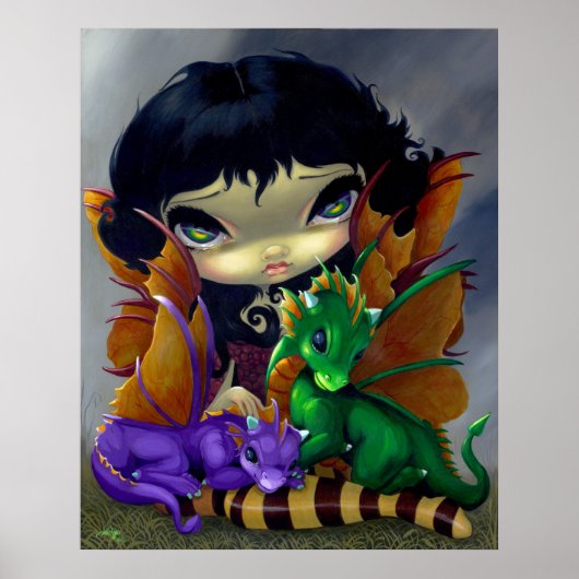Twee spoelkoppen ART PRINT dragon fairy (Voorkant)