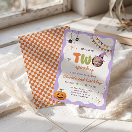 Twee Spoky Boo-Dag Leuke 2de Verjaardagsuitnodigin Kaart