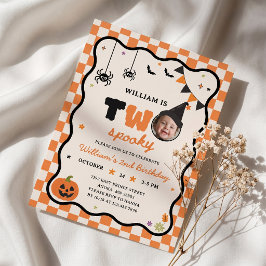 Twee Spoky Boo-Dag Leuke 2de Verjaardagsuitnodigin Kaart