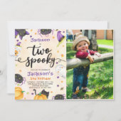 Twee spookachtige Halloween 2e verjaardag foto Kaart (Voorkant)