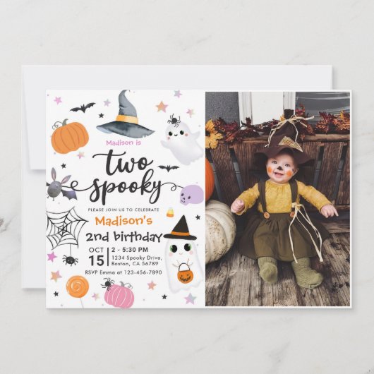 Twee spookachtige Halloween 2e verjaardag foto Kaart (Voorkant)