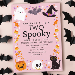 Twee spookachtige Halloween-meisjes 2e verjaardag Kaart