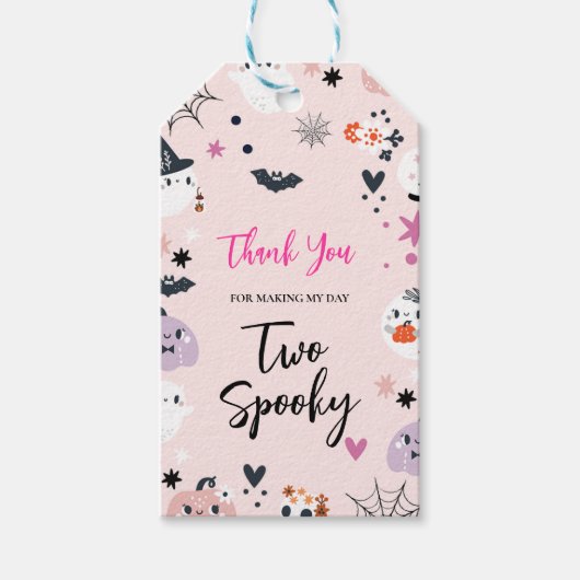 Twee spookachtige roze Halloween Cadeaulabel (Voorkant)