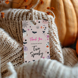 Twee spookachtige roze Halloween Cadeaulabel