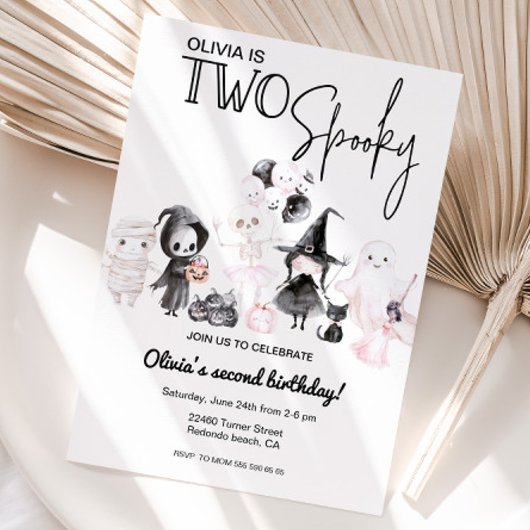Twee spookachtige roze Halloween uitnodiging 2e ve