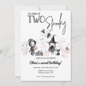 Twee spookachtige roze Halloween uitnodiging 2e ve (Voorkant)