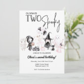 Twee spookachtige roze Halloween uitnodiging 2e ve (Staand voorkant)