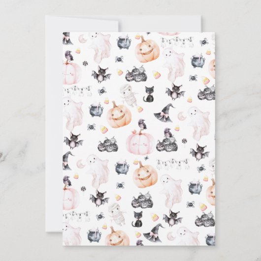 Twee spookachtige roze Halloween uitnodiging 2e ve (Achterkant)