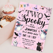 Twee spookachtige Schattigee geest roze Halloween  Kaart