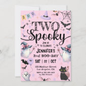 Twee spookachtige Schattigee geest roze Halloween  Kaart (Voorkant)