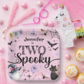 TWEE Spookachtige Schattigee Geest Roze Halloween  Papieren Bordje (Feest)