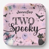 TWEE Spookachtige Schattigee Geest Roze Halloween  Papieren Bordje (Voorkant)