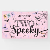 TWEE Spookachtige Schattigee Geest Roze Halloween  Spandoek (Horizontaal)