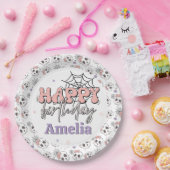Twee spookachtige Schattigee roze Halloween Happy  Papieren Bordje (Feest)