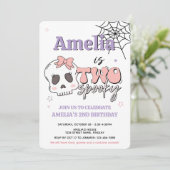 Twee spookachtige Schattigee roze Halloween verjaa Kaart (Staand voorkant)