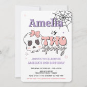 Twee spookachtige Schattigee roze Halloween verjaa Kaart (Voorkant)