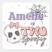 Twee spookachtige Schattigee roze Halloween verjaa Vierkante Sticker (Voorkant)