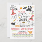 Twee Spooky Birthday Invitation - Girl White Kaart (Voorkant)