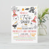 Twee Spooky Birthday Invitation - Girl White Kaart (Staand voorkant)