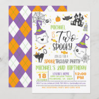 Twee Spooky Birthday-uitnodiging - wit