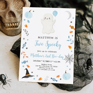 Twee Spooky Blue Ghost Halloween Birthday Kaart