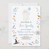 Twee Spooky Blue Ghost Halloween Birthday Kaart (Voorkant)