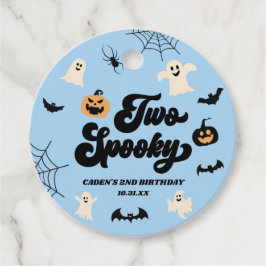 Twee Spooky Blue Halloween 2e verjaardagsfeest Bedankjes Labels