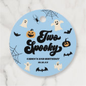 Twee Spooky Blue Halloween 2e verjaardagsfeest Bedankjes Labels (Achterkant)