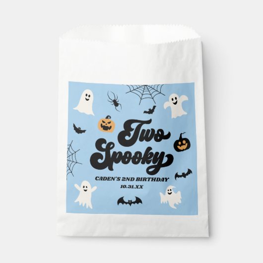 Twee Spooky Blue Halloween 2e verjaardagsfeest Bedankzakje (Voorkant)