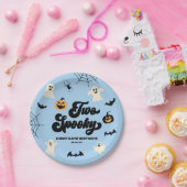 Twee Spooky Blue Halloween 2e verjaardagsfeest Papieren Bordje (Feest)