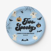 Twee Spooky Blue Halloween 2e verjaardagsfeest Papieren Bordje (Voorkant)