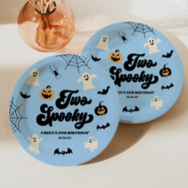 Twee Spooky Blue Halloween 2e verjaardagsfeest Papieren Bordje