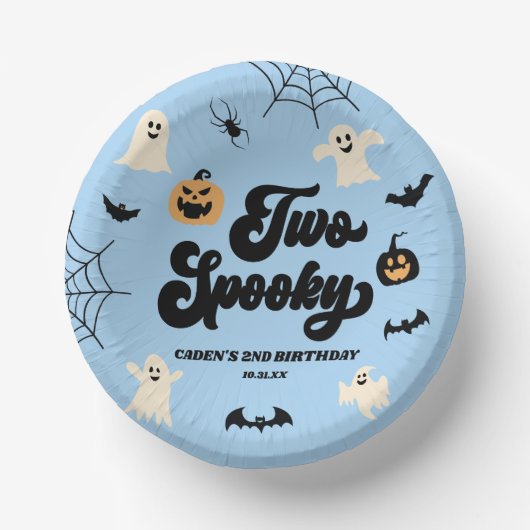 Twee Spooky Blue Halloween 2e verjaardagsfeest Papieren Kommen (Voorkant)