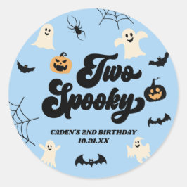 Twee Spooky Blue Halloween 2e verjaardagsfeest Ronde Sticker