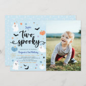 Twee Spooky Blue Halloween Ghost 2e Verjaardag Fot Kaart (Voorkant / Achterkant)