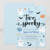 Twee Spooky Blue Halloween Schattige Ghost 2e Verj Kaart (Voorkant / Achterkant)